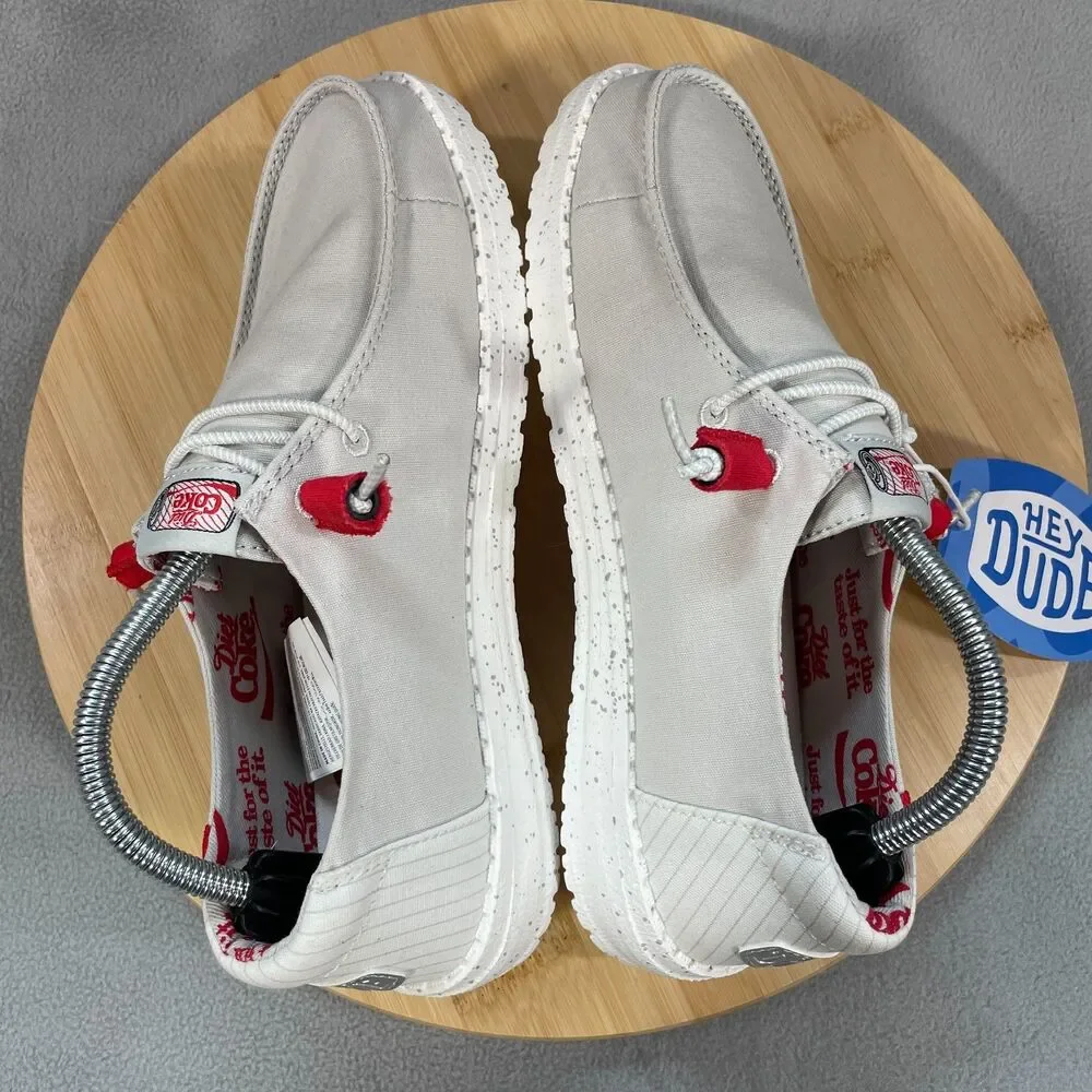 NWT Hey Dude Wendy Diet Coke Womens Size 6 Shoes Slip-on Loafers Grey/Red - Picture 10 of 16